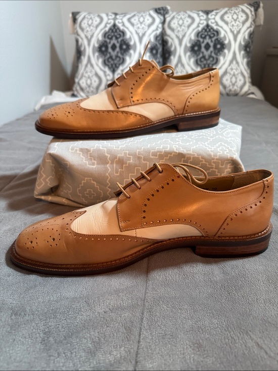 Bachrach Two-Tone Wingtip Oxfords in Tan and Cream main image 5